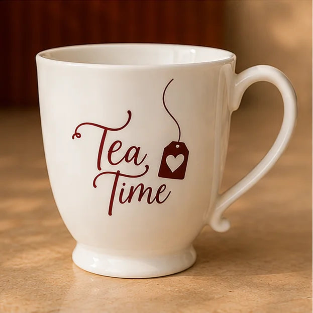 Tea Time White Ceramic Mug 330ml