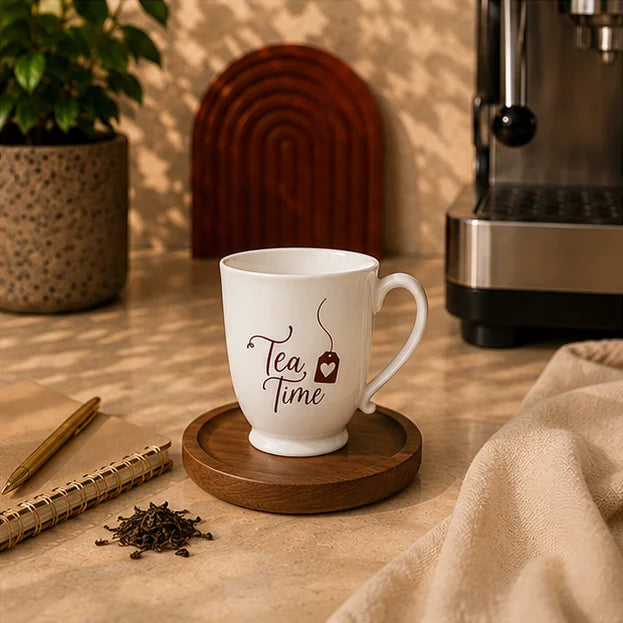 Tea Time White Ceramic Mug 330ml