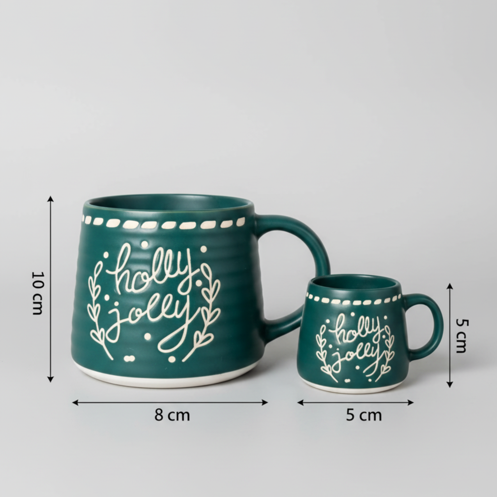 Handmade Holly Jolly Mug Set - Festive Ceramic Drinkware Collection